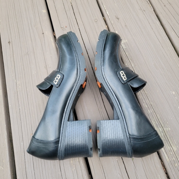 Vintage 90s y2k Black Faux Vegan Leather Lower East Side Punk Penny Loafers 10 - Picture 2 of 7